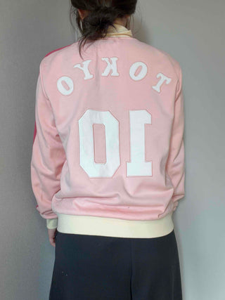Sporty color-blocked diagonal line zip-up