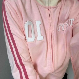 Sporty color-blocked diagonal line zip-up