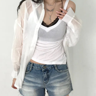 Sunka Basic See-through Shirt