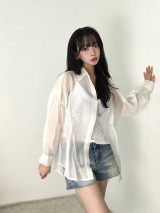 Sunka Basic See-through Shirt
