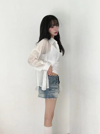 Sunka Basic See-through Shirt