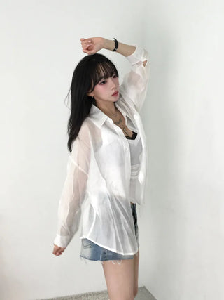 Sunka Basic See-through Shirt