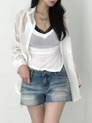 Sunka Basic See-through Shirt