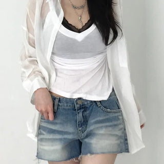 Sunka Basic See-through Shirt