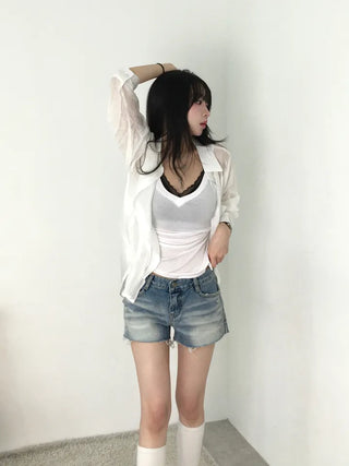 Sunka Basic See-through Shirt