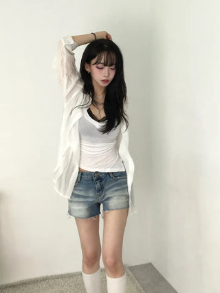 Sunka Basic See-through Shirt