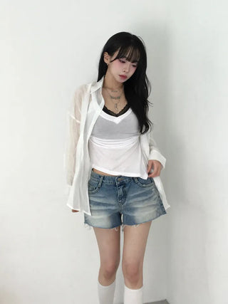 Sunka Basic See-through Shirt