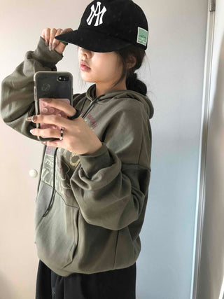 Vintage Lettering Oversized Hoodie