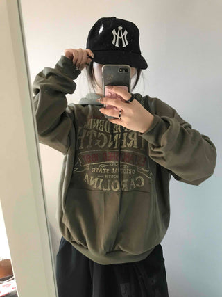 Vintage Lettering Oversized Hoodie