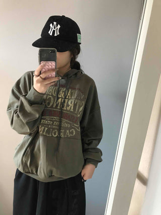 Vintage Lettering Oversized Hoodie
