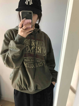 Vintage Lettering Oversized Hoodie