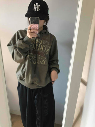 Vintage Lettering Oversized Hoodie