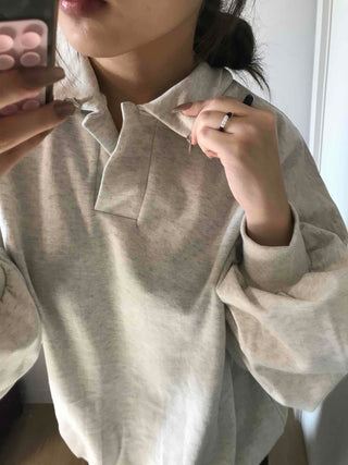 Collared Layered Oversized Loose Fit Sweatshirt