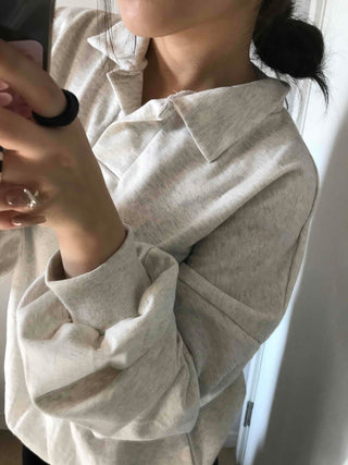 Collared Layered Oversized Loose Fit Sweatshirt