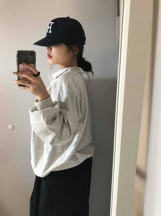 Collared Layered Oversized Loose Fit Sweatshirt