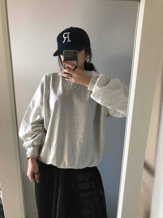 Collared Layered Oversized Loose Fit Sweatshirt