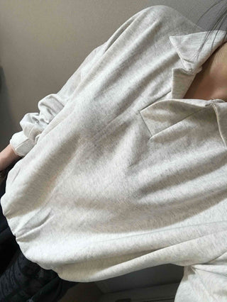 Collared Layered Oversized Loose Fit Sweatshirt