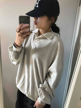 Collared Layered Oversized Loose Fit Sweatshirt