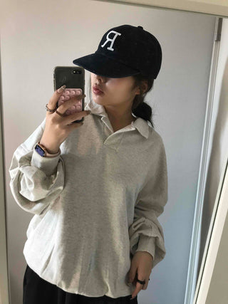 Collared Layered Oversized Loose Fit Sweatshirt