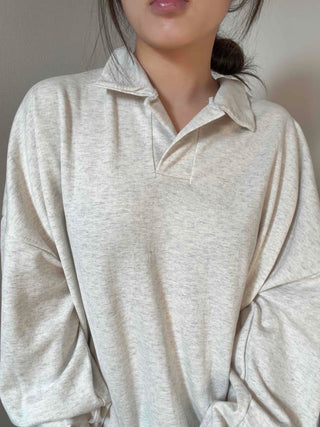Collared Layered Oversized Loose Fit Sweatshirt