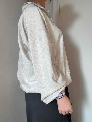 Collared Layered Oversized Loose Fit Sweatshirt