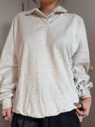 Collared Layered Oversized Loose Fit Sweatshirt