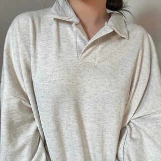 Collared Layered Oversized Loose Fit Sweatshirt