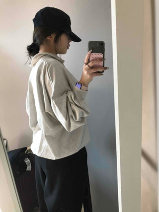 Collared Layered Oversized Loose Fit Sweatshirt