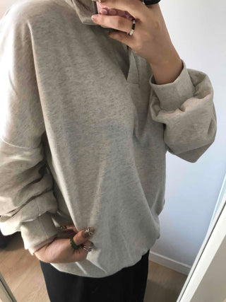 Collared Layered Oversized Loose Fit Sweatshirt