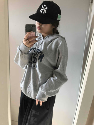 Lettering Embroidered Oversized Loose Hoodie