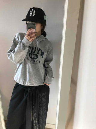 Lettering Embroidered Oversized Loose Hoodie