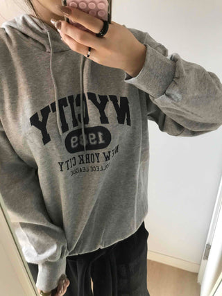 Lettering Embroidered Oversized Loose Hoodie