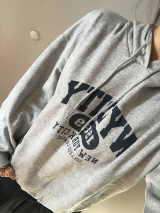 Lettering Embroidered Oversized Loose Hoodie
