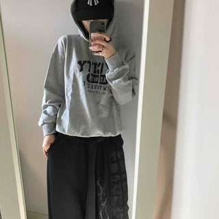 Lettering Embroidered Oversized Loose Hoodie