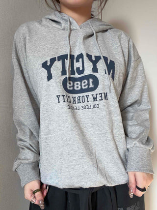Lettering Embroidered Oversized Loose Hoodie