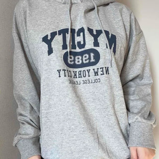 Lettering Embroidered Oversized Loose Hoodie
