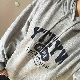 Lettering Embroidered Oversized Loose Hoodie