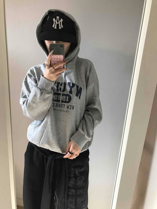 Lettering Embroidered Oversized Loose Hoodie