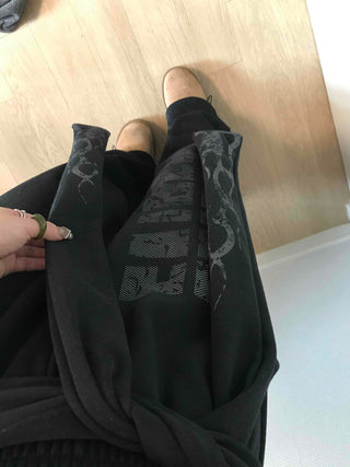 Side Lettering Elastic Waist Loose Fit Jogger Pants