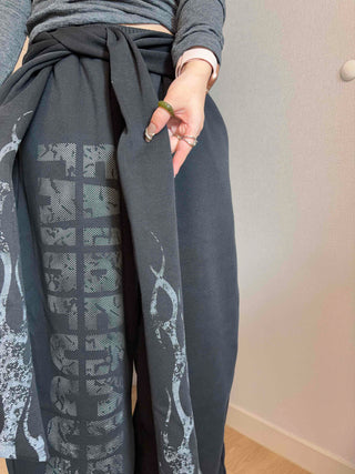 Side Lettering Elastic Waist Loose Fit Jogger Pants