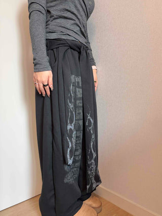 Side Lettering Elastic Waist Loose Fit Jogger Pants