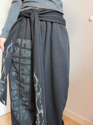 Side Lettering Elastic Waist Loose Fit Jogger Pants