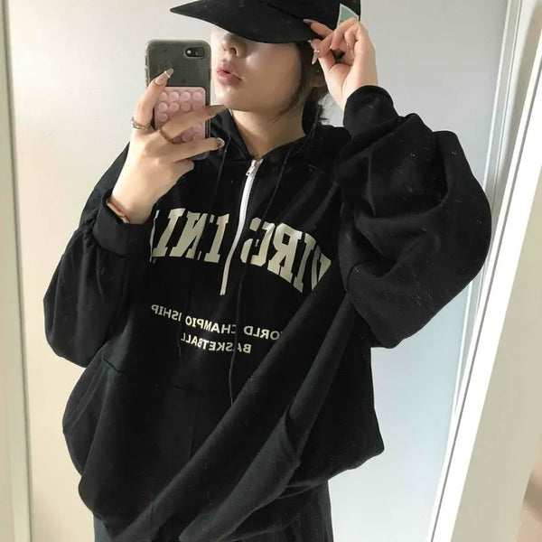 University Lettering Oversized Fleece-Lined Hoodie