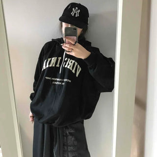 University Lettering Oversized Fleece-Lined Hoodie