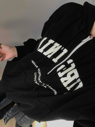 University Lettering Oversized Fleece-Lined Hoodie
