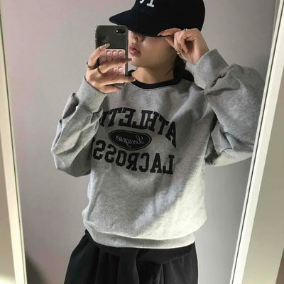 Vintage Athletic Lettering Loose Fit Sweatshirt