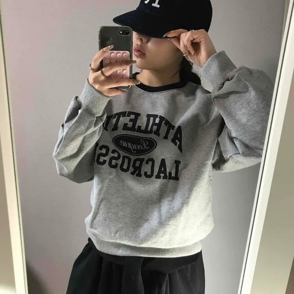 Vintage Athletic Lettering Loose Fit Sweatshirt
