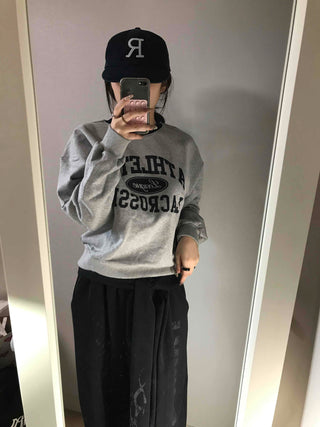 Vintage Athletic Lettering Loose Fit Sweatshirt
