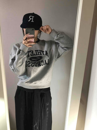 Vintage Athletic Lettering Loose Fit Sweatshirt