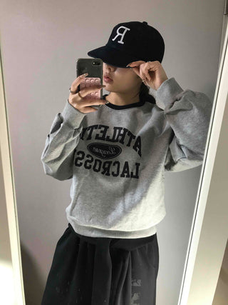 Vintage Athletic Lettering Loose Fit Sweatshirt